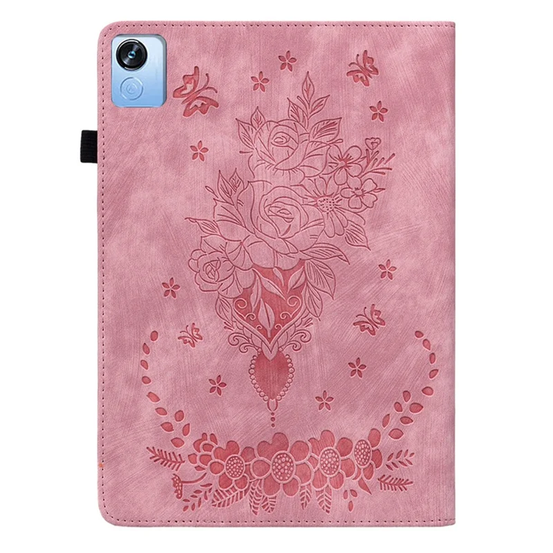 Für Realme Pad X Kartenfach Tablet-Hülle, bedrucktes PU-Leder, Ständer, Schutzhülle - Pink