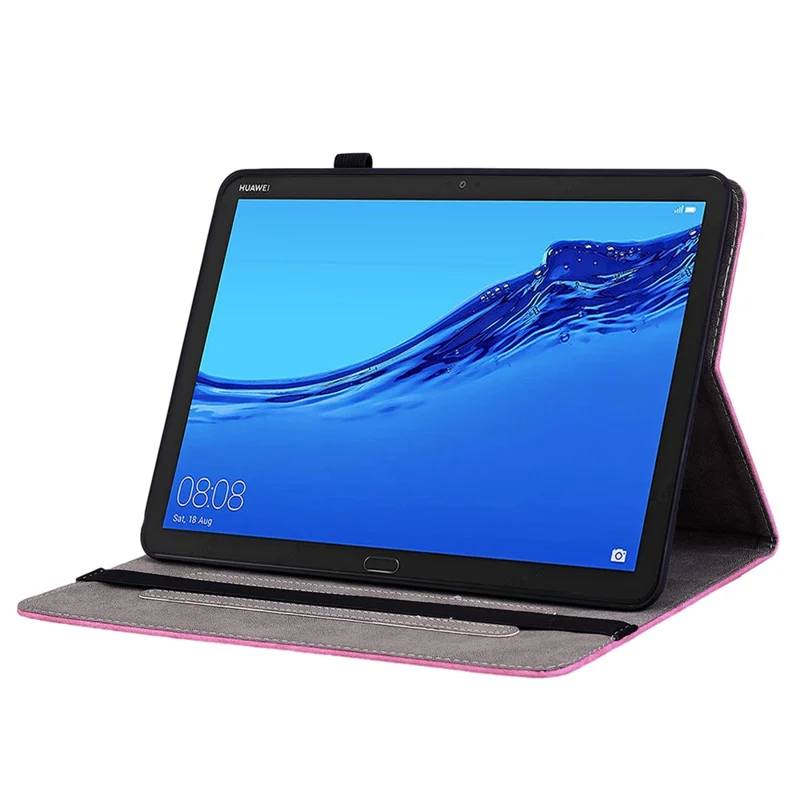 Schutzhülle für Huawei MediaPad M5 lite 10.1 / MediaPad C5 10 mit geprägtem Ständer, PU-Leder-Hülle - Rose