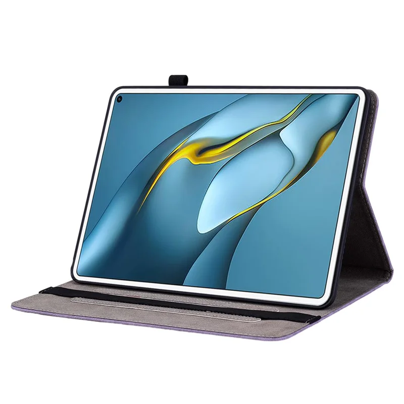 Für Huawei MatePad Pro 10.8 (2021) Bedruckter Standfuß PU-Leder Tablet Schutzhülle - Lila