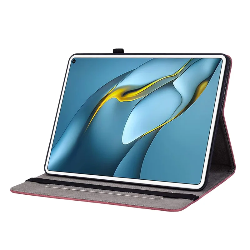 For Huawei MatePad Pro 10.8 (2021) Imprinted Stand PU Leather Tablet Cover Protective Case - Red