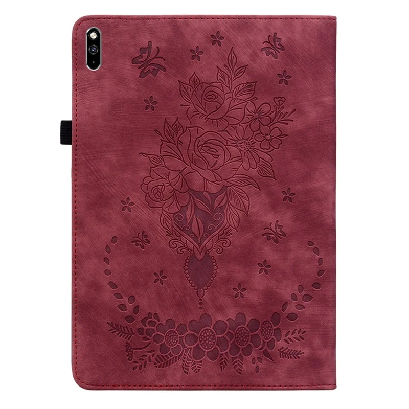 For Huawei MatePad Pro 10.8 (2021) Imprinted Stand PU Leather Tablet Cover Protective Case - Red
