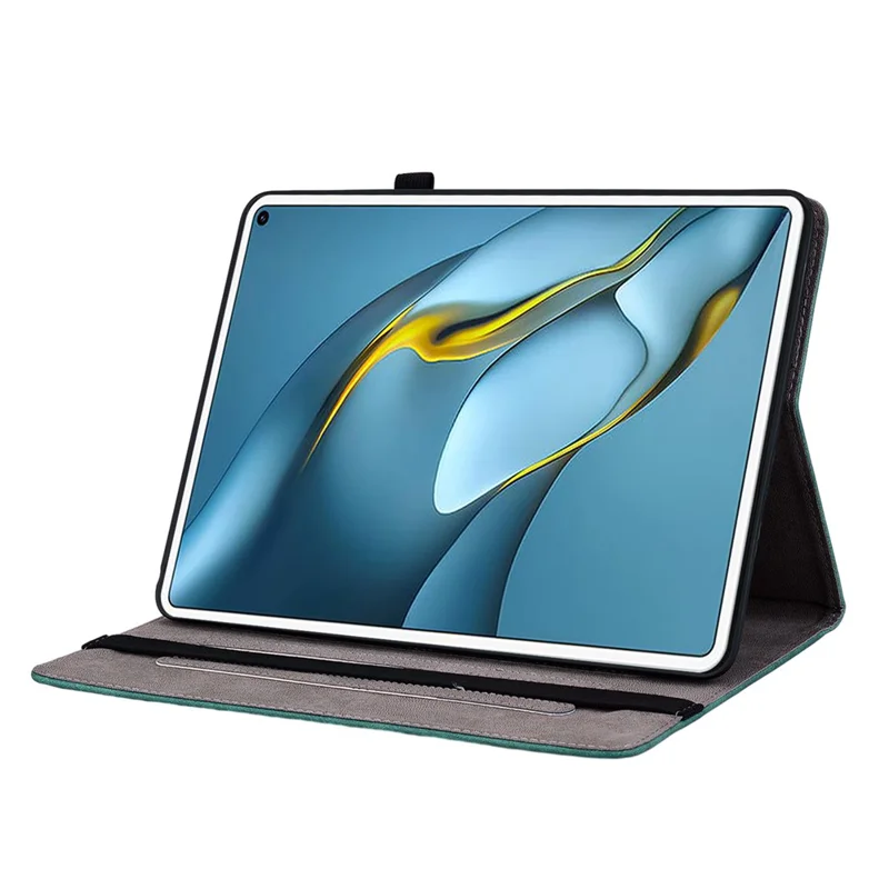 For Huawei MatePad Pro 10.8 (2021) Imprinted Stand PU Leather Tablet Cover Protective Case - Green