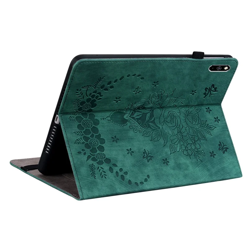 For Huawei MatePad Pro 10.8 (2021) Imprinted Stand PU Leather Tablet Cover Protective Case - Green