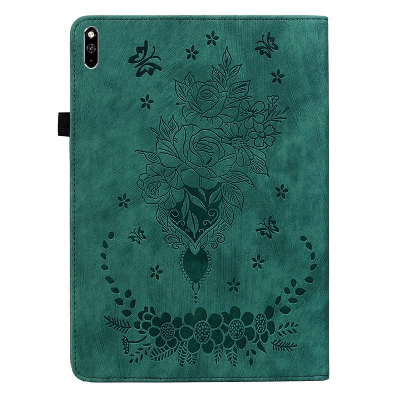 For Huawei MatePad Pro 10.8 (2021) Imprinted Stand PU Leather Tablet Cover Protective Case - Green