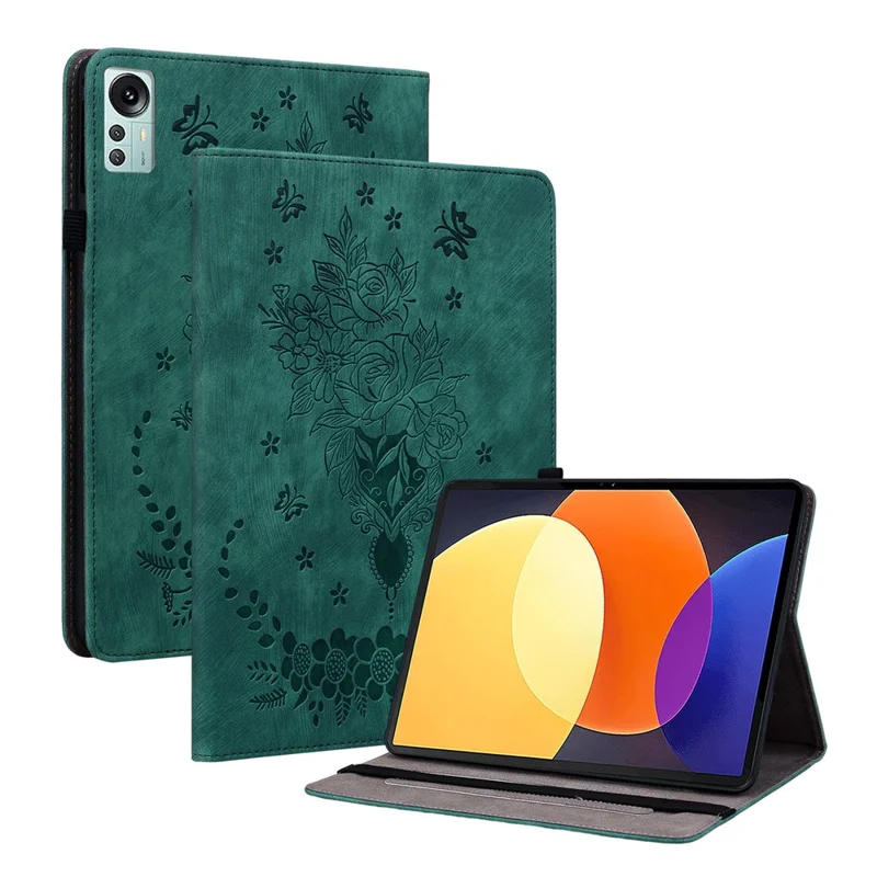 Tablet Stand Case for Xiaomi Pad 5 Pro 12.4 (2022) , Imprinted PU Leather Card Slots Tablet Cover - Green