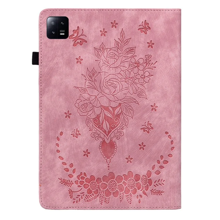 For Xiaomi Pad 6 / Pad 6 Pro Stand Card Slots Tablet Case Imprinted PU Leather Tablet Cover - Pink