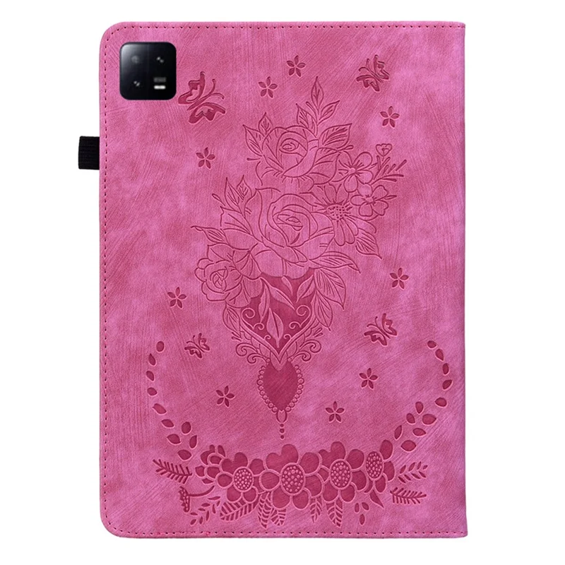 For Xiaomi Pad 6 / Pad 6 Pro Stand Card Slots Tablet Case Imprinted PU Leather Tablet Cover - Rose