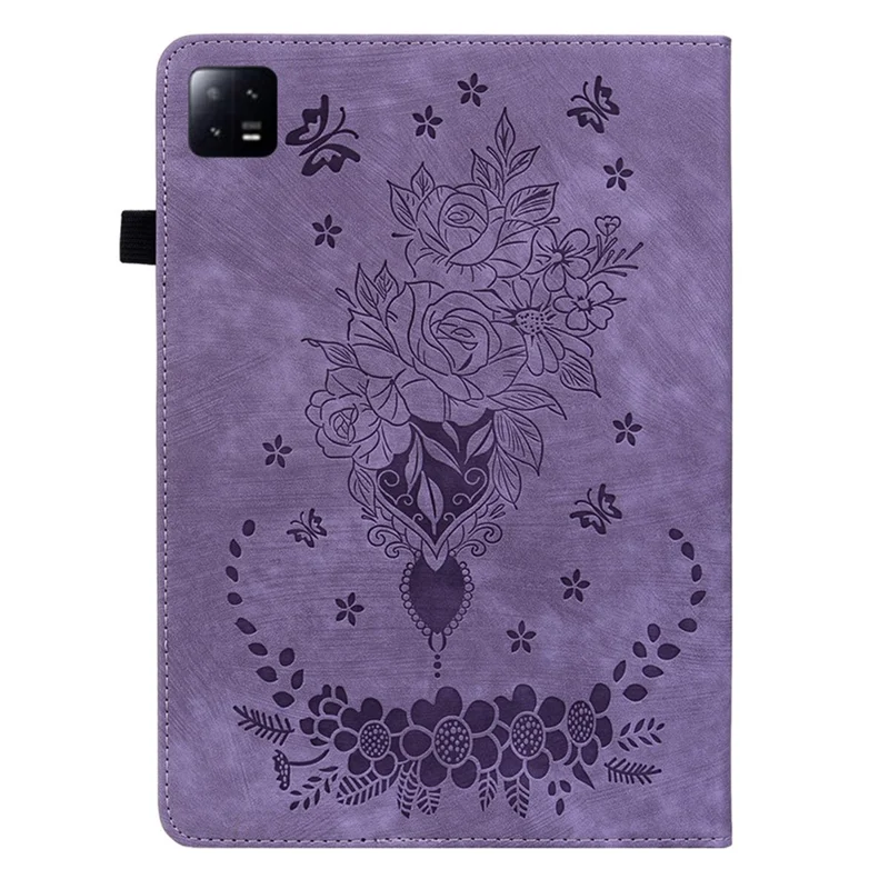 For Xiaomi Pad 6 / Pad 6 Pro Stand Card Slots Tablet Case Imprinted PU Leather Tablet Cover - Purple