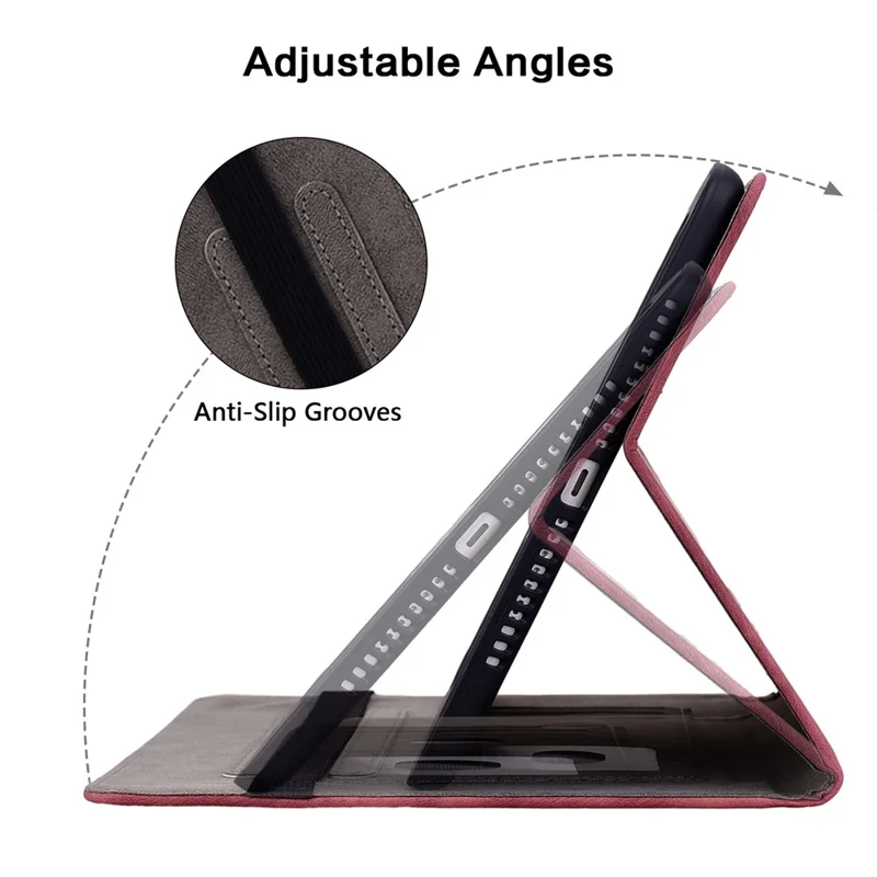 Para Xiaomi Pad 6 / Pad 6 Pro Suporte com Slots para Cartão Capa de Tablet Impressa em Couro PU - Vermelho