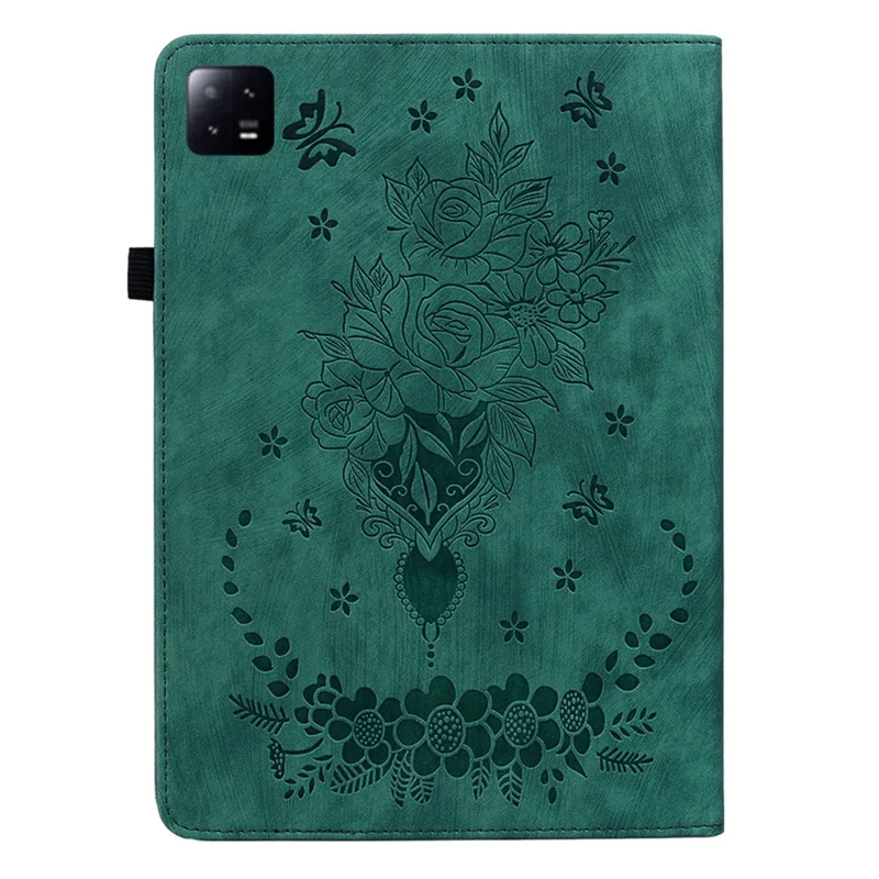 For Xiaomi Pad 6 / Pad 6 Pro Stand Card Slots Tablet Case Imprinted PU Leather Tablet Cover - Green