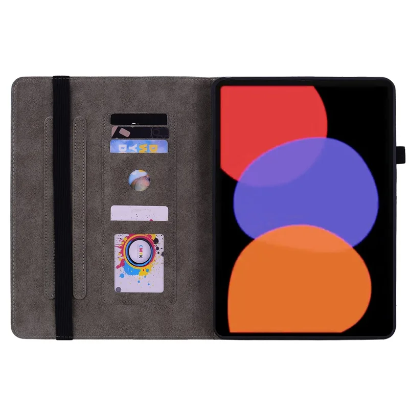 Чехол для планшета Xiaomi Pad 6 / Pad 6 Pro с ячейками для карт, выполненный из имитированной кожи с тиснением - Синий