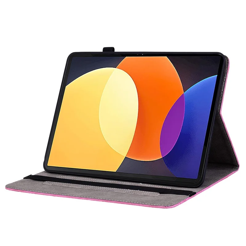 Adjustable Stand Tablet Cover for Xiaomi Redmi Pad , Card Holder Imprinted PU Leather Tablet Case - Rose