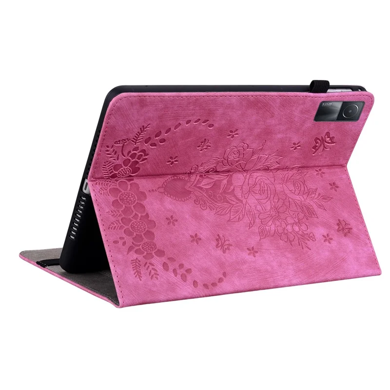 Adjustable Stand Tablet Cover for Xiaomi Redmi Pad , Card Holder Imprinted PU Leather Tablet Case - Rose
