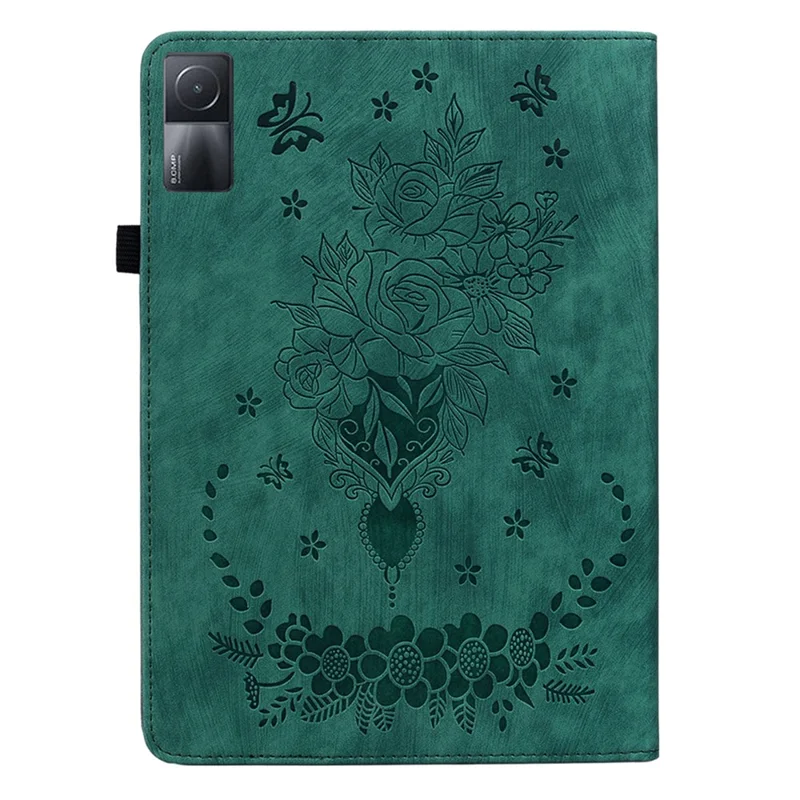 Регулируемая подставка-чехол для планшета Xiaomi Redmi Pad, держатель для карт из тисненой кожи ПУ - зеленый