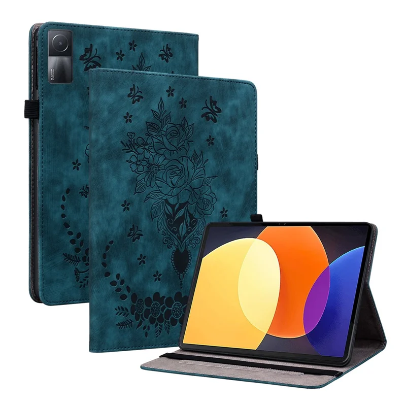 Adjustable Stand Tablet Cover for Xiaomi Redmi Pad , Card Holder Imprinted PU Leather Tablet Case - Blue