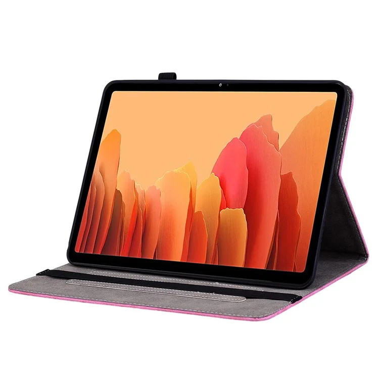 Flip Cover for Samsung Galaxy Tab A7 10.4 (2020) / (2022) Auto Wake / Sleep Imprinted PU Leather Stand Tablet Case - Rose