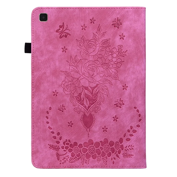 Flip Cover for Samsung Galaxy Tab A7 10.4 (2020) / (2022) Auto Wake / Sleep Imprinted PU Leather Stand Tablet Case - Rose