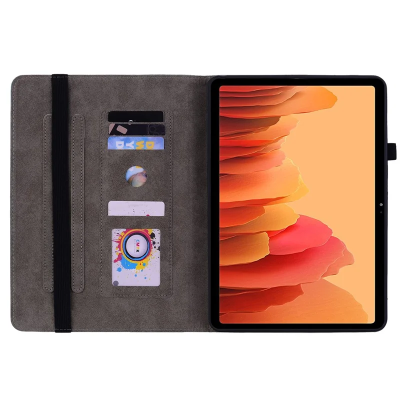 Flip Cover for Samsung Galaxy Tab A7 10.4 (2020) / (2022) Auto Wake / Sleep Imprinted PU Leather Stand Tablet Case - Red