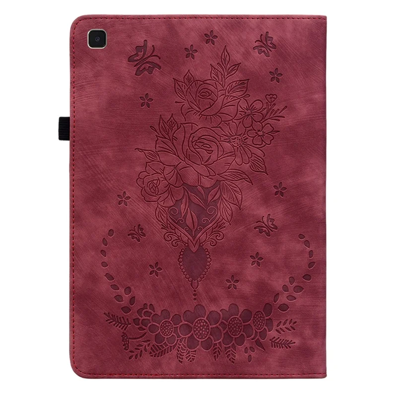 Flip Cover for Samsung Galaxy Tab A7 10.4 (2020) / (2022) Auto Wake / Sleep Imprinted PU Leather Stand Tablet Case - Red