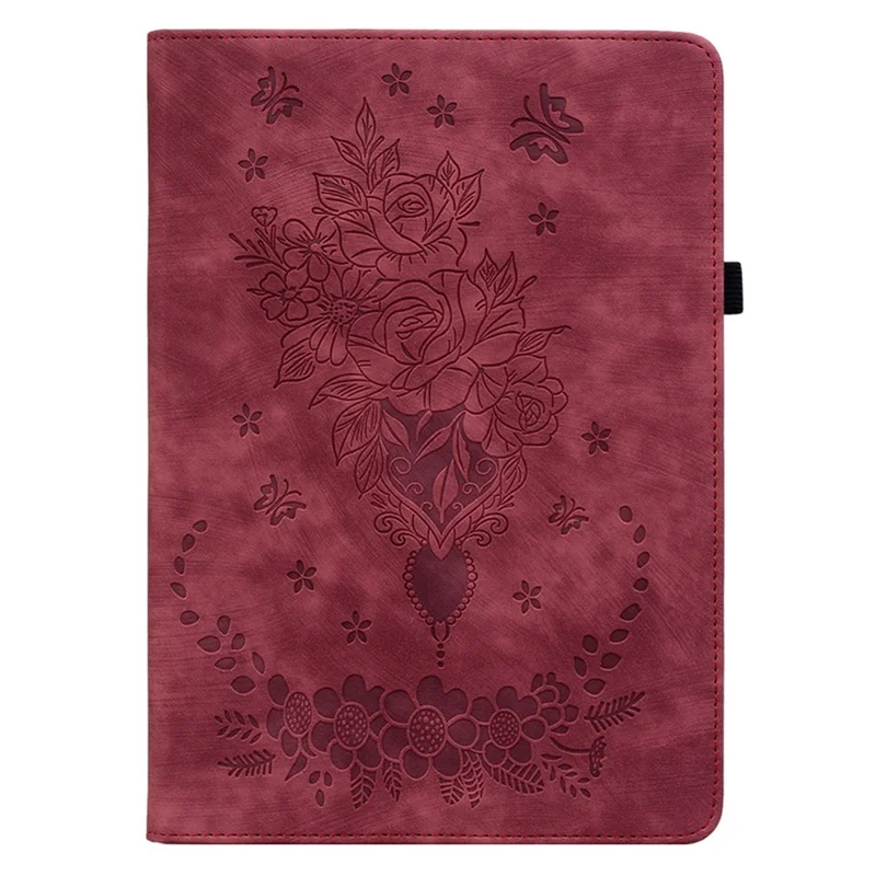 Flip Cover for Samsung Galaxy Tab A7 10.4 (2020) / (2022) Auto Wake / Sleep Imprinted PU Leather Stand Tablet Case - Red