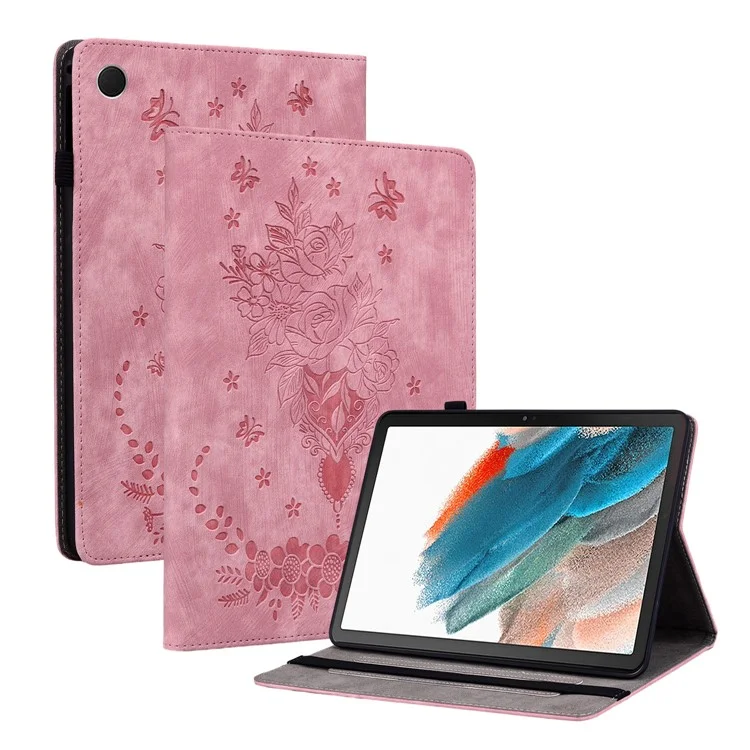 Pour Samsung Galaxy Tab A8 10.5 (2021) Housse en cuir PU imprimé Réveil / Veille Automatique Support de tablette - Rose