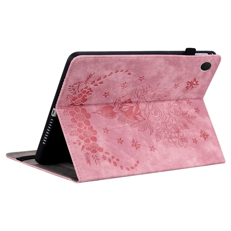 Pour Samsung Galaxy Tab A8 10.5 (2021) Housse en cuir PU imprimé Réveil / Veille Automatique Support de tablette - Rose