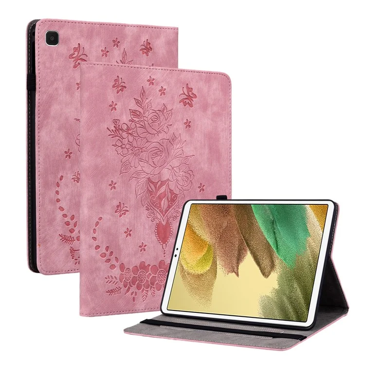 Für Samsung Galaxy Tab A7 Lite 8,7-Zoll Bedruckter PU-Leder Faltbarer Ständer Tablet-Hülle mit Stifthalter - Pink
