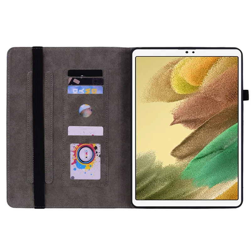 For Samsung Galaxy Tab A7 Lite 8.7-inch Imprinted PU Leather Foldable Stand Tablet Case with Pen Holder - Rose