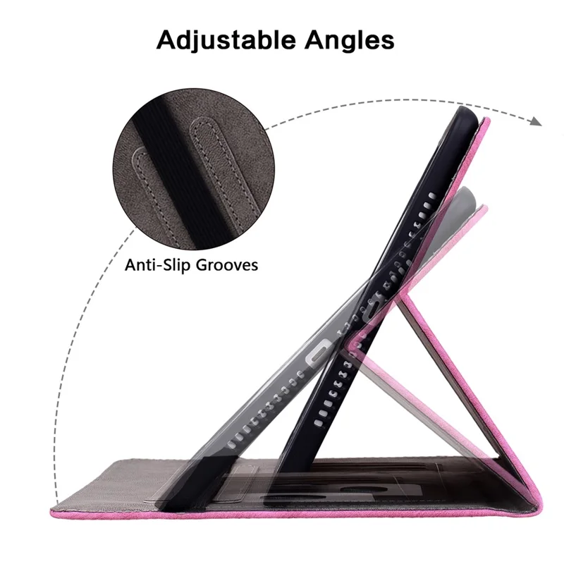 For Samsung Galaxy Tab A7 Lite 8.7-inch Imprinted PU Leather Foldable Stand Tablet Case with Pen Holder - Rose