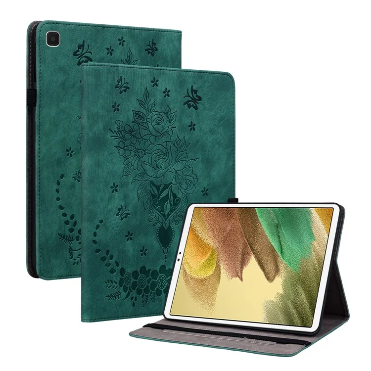 Für Samsung Galaxy Tab A7 Lite 8,7-Zoll-Tablet-Tasche aus geprägtem PU-Leder mit Standfunktion und Stifthalter - Grün