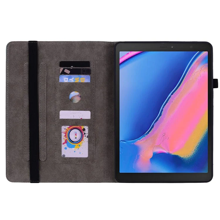 Für Samsung Galaxy Tab A 8.0 (2019) SM-T290 (WLAN) / SM-T295 (LTE) PU-Leder-Kartenfach-Schale mit geprägter Tablet-Ständer-Hülle - Pink