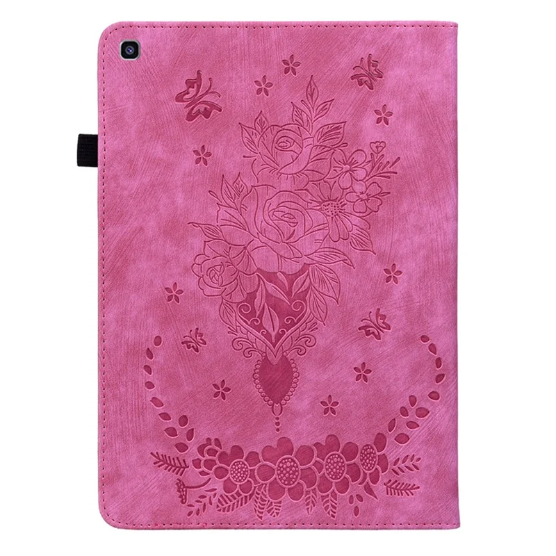 For Samsung Galaxy Tab A 8.0 (2019) SM-T290 (Wi-Fi) / SM-T295 (LTE) PU Leather Card Holder Shell Imprinted Tablet Stand Case - Rose