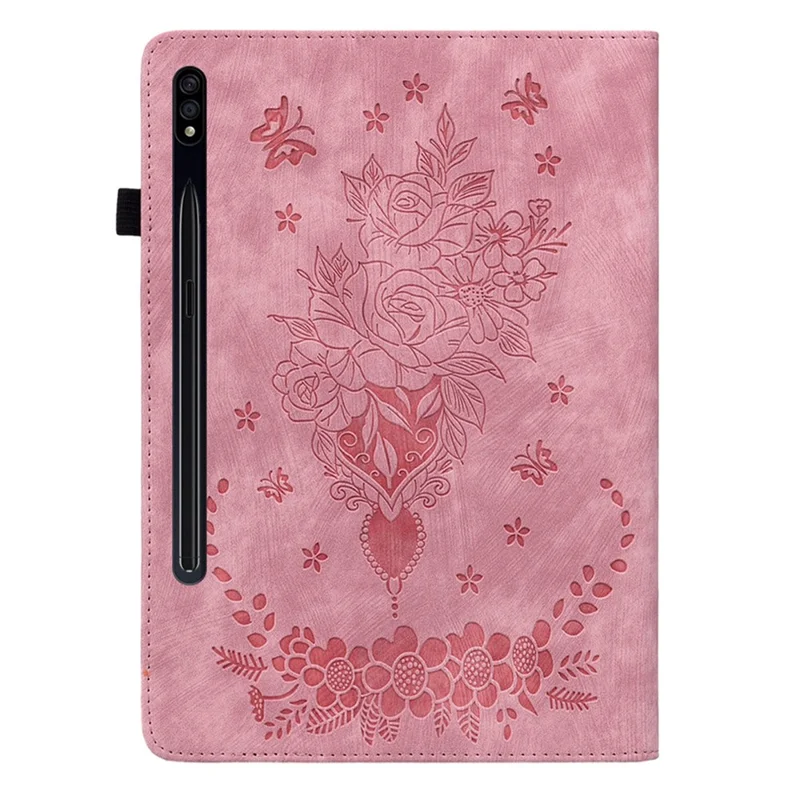 Tablet Leather Case for Samsung Galaxy Tab S7 / S8 , Card Slots Stand Imprinted Tablet Cover - Pink