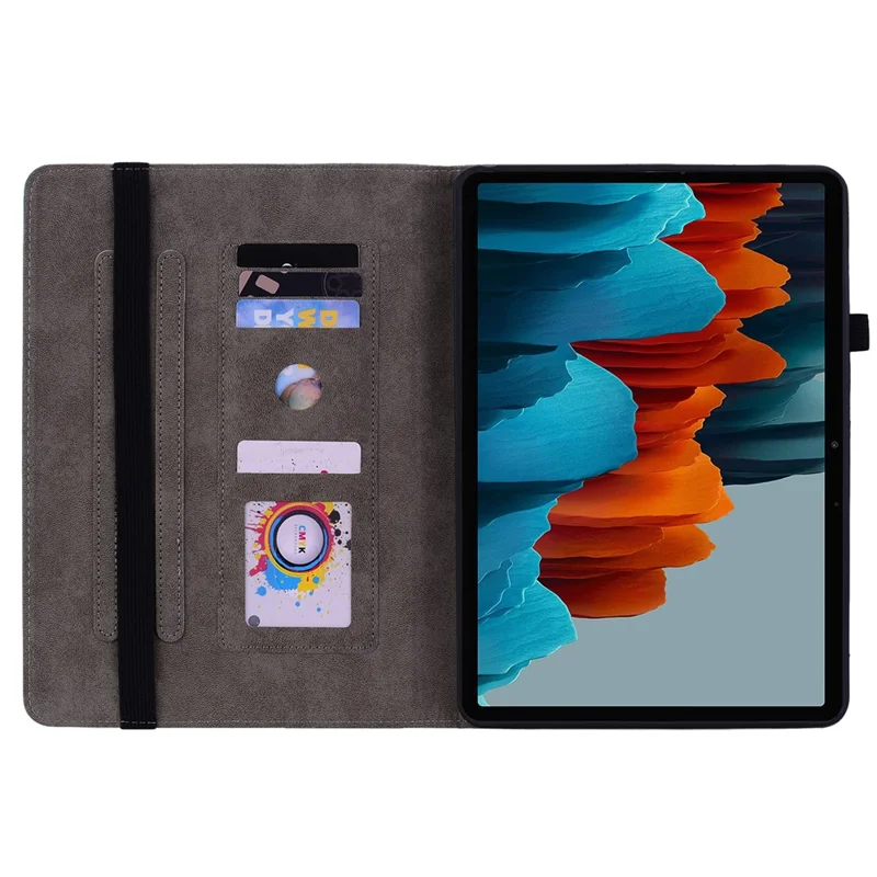 Tablet-Lederhülle für Samsung Galaxy Tab S7 / S8, Kartenfächer, Ständer, bedruckter Tablet-Schutz - Rose