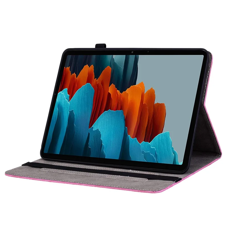Tablet-Lederhülle für Samsung Galaxy Tab S7 / S8, Kartenfächer, Ständer, bedruckter Tablet-Schutz - Rose