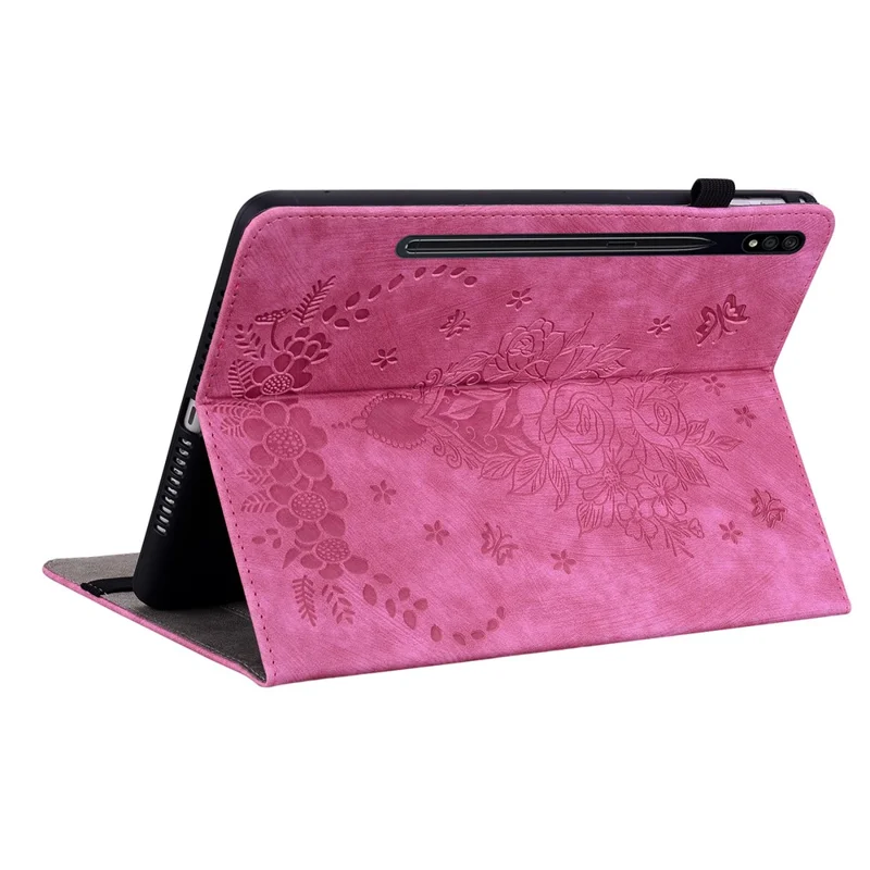 Tablet-Lederhülle für Samsung Galaxy Tab S7 / S8, Kartenfächer, Ständer, bedruckter Tablet-Schutz - Rose