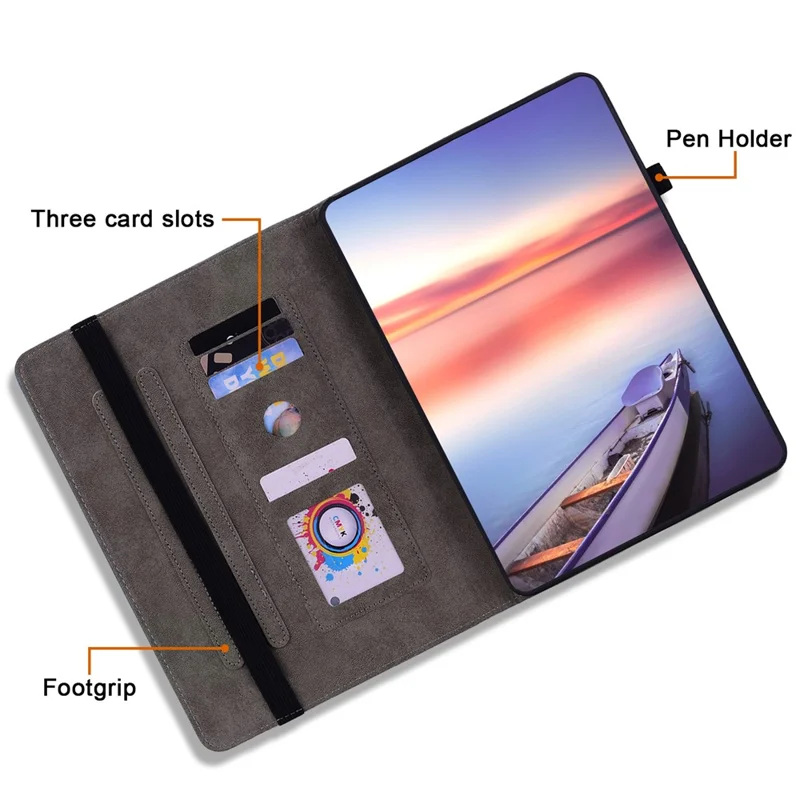 Tablet-Lederhülle für Samsung Galaxy Tab S7 / S8, Kartenfächer, Ständer, bedruckter Tablet-Schutz - Rose