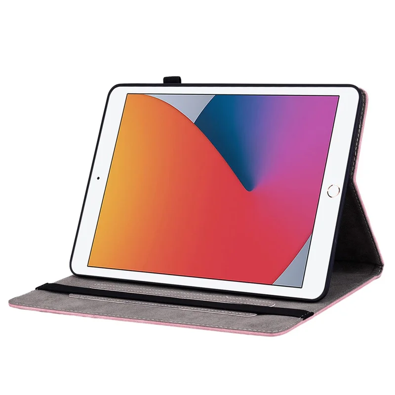 For iPad 10.2 (2019) / (2020) / (2021) / iPad Air 10.5 inch (2019) Smart Tablet Case PU Leather Stand Imprinted Cover - Pink