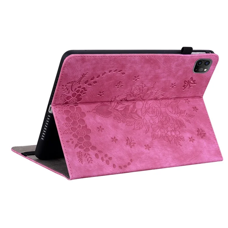 Para iPad Pro 11 polegadas (2018) / (2020) / (2021) / (2022) / Air 11 (2024) / Air (2022) / (2020) Imprinted Leather Stand Case - Rosa