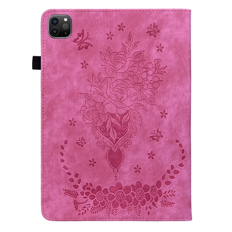Para iPad Pro 11 polegadas (2018) / (2020) / (2021) / (2022) / Air 11 (2024) / Air (2022) / (2020) Imprinted Leather Stand Case - Rosa