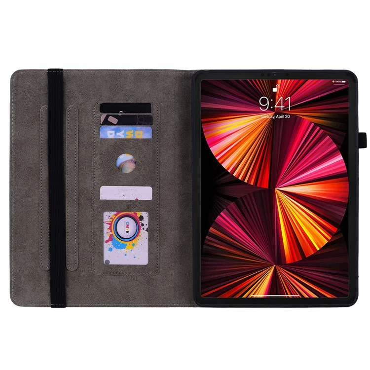 Para iPad Pro 11 polegadas (2018) / (2020) / (2021) / (2022) / Air 11 (2024) / Air (2022) / (2020) Imprinted Leather Stand Case - Rosa