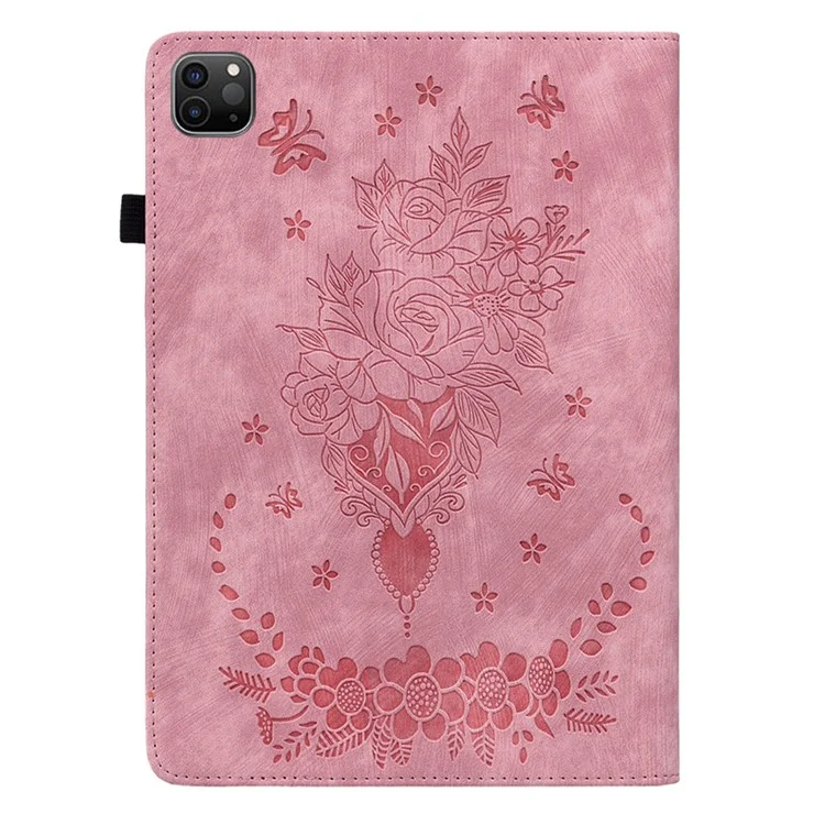 Para iPad Pro 11 polegadas (2018) / (2020) / (2021) / (2022) / Air 11 (2024) / Air (2022) / (2020) Imprinted Leather Stand Case - Rosa