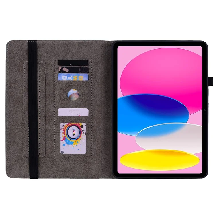 For iPad (2025) / 10.9 (2022) PU Leather Stand Case Butterfly Rose Imprinted Card Holder Tablet Cover - Pink