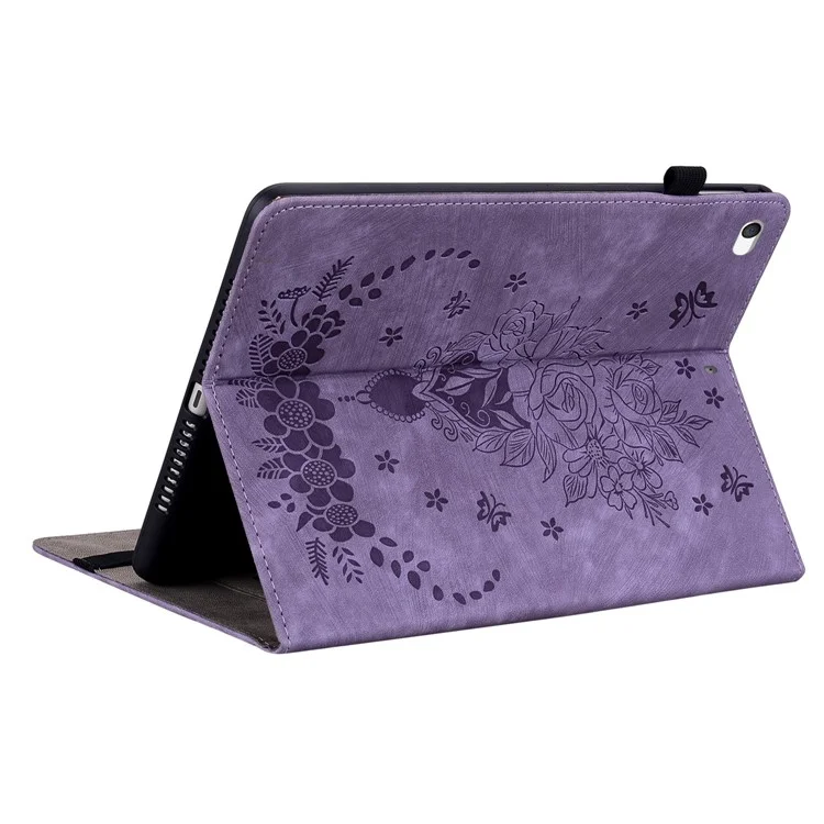Für iPad Mini / Mini 2 / mini 3 / mini 4 / mini (2019) 7,9 Zoll PU-Leder-Kartenhalter-Ständer-Gehäuse mit geprägtem Tablet-Anti-Drop-Cover - Lila