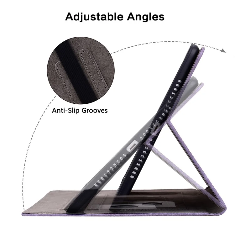 Für iPad Mini / Mini 2 / mini 3 / mini 4 / mini (2019) 7,9 Zoll PU-Leder-Kartenhalter-Ständer-Gehäuse mit geprägtem Tablet-Anti-Drop-Cover - Lila