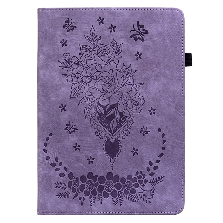 Für iPad Mini / Mini 2 / mini 3 / mini 4 / mini (2019) 7,9 Zoll PU-Leder-Kartenhalter-Ständer-Gehäuse mit geprägtem Tablet-Anti-Drop-Cover - Lila