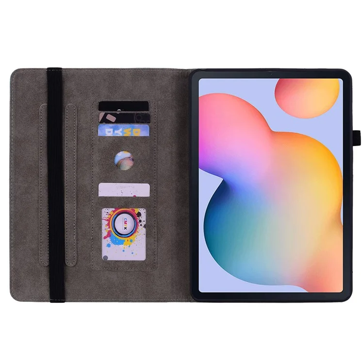 Para Samsung Galaxy Tab S6 Lite (2024) / S6 Lite (2022) / S6 Lite (2020) Mariposa Rosa Estampada Funda de Cuero con Soporte para Tarjetas de Tableta - Rosa