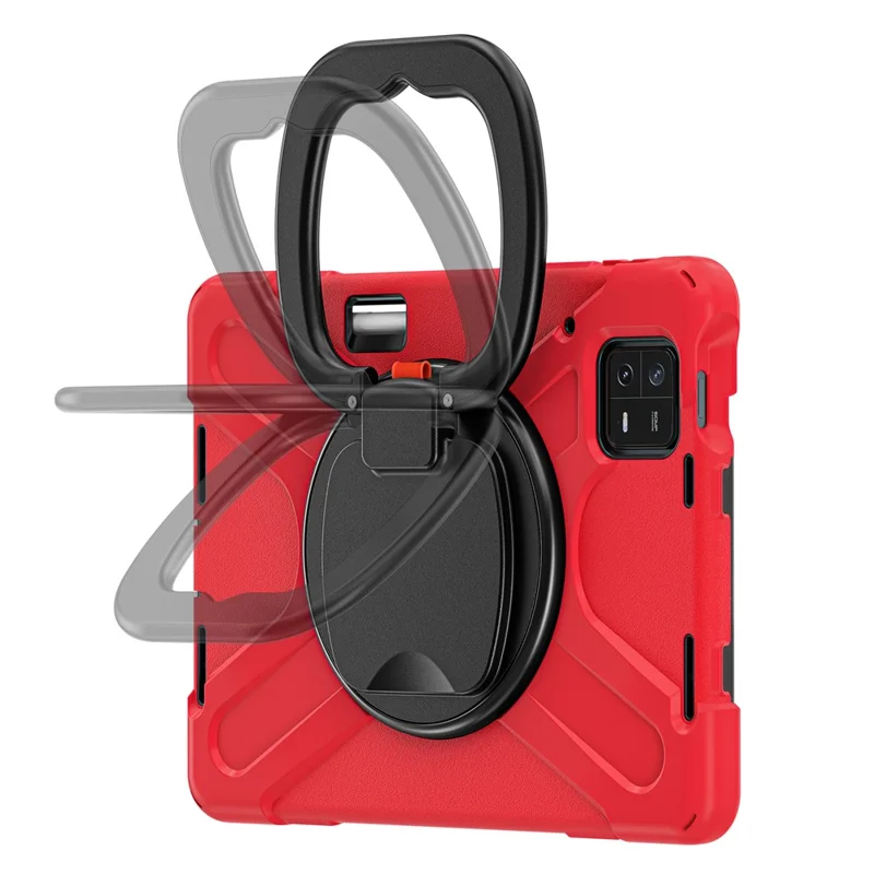 Per Xiaomi Pad 6 PC+ Custodia in silicone per tablet con supporto girevole - Rosso+Nero