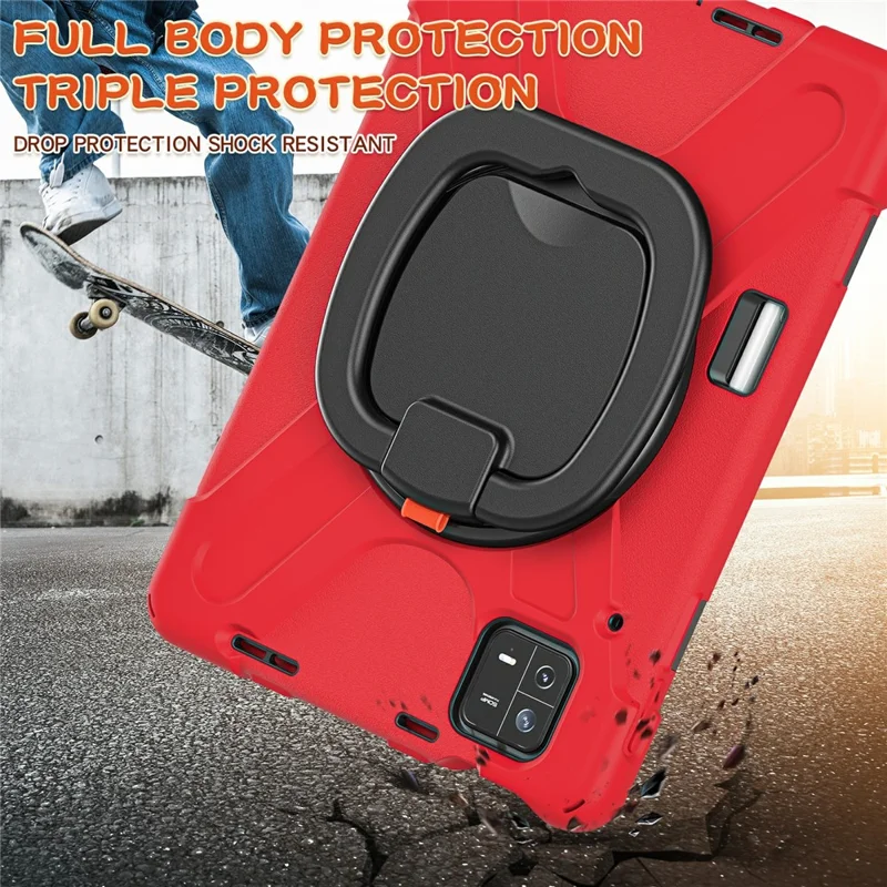 Per Xiaomi Pad 6 PC+ Custodia in silicone per tablet con supporto girevole - Rosso+Nero