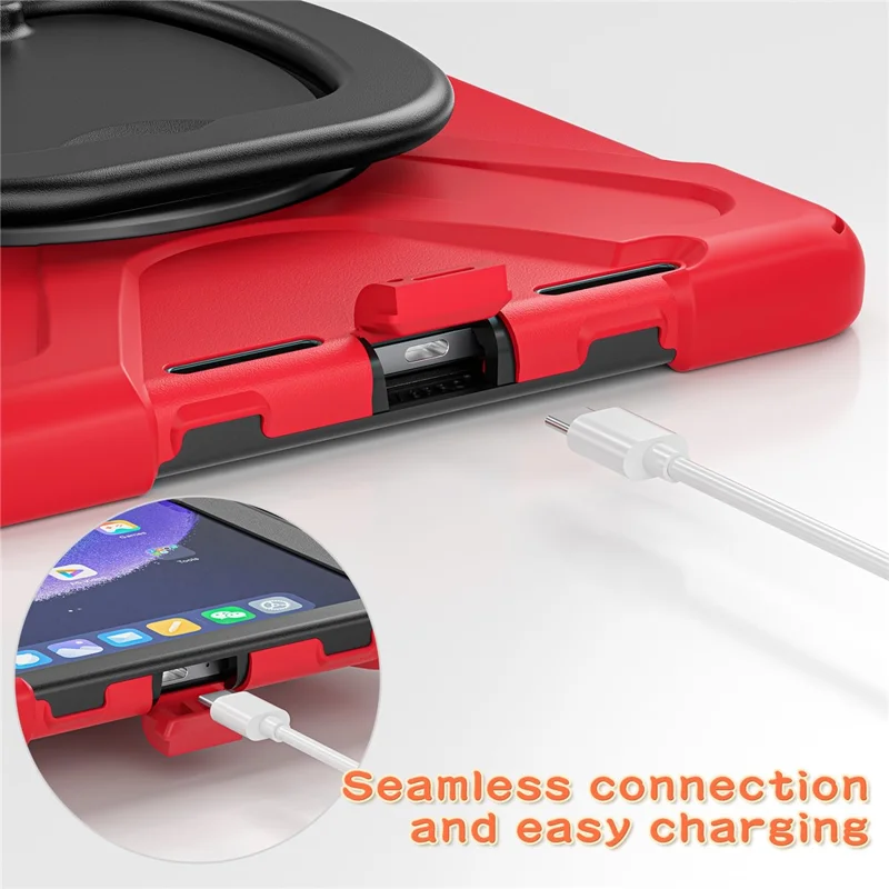 Per Xiaomi Pad 6 PC+ Custodia in silicone per tablet con supporto girevole - Rosso+Nero